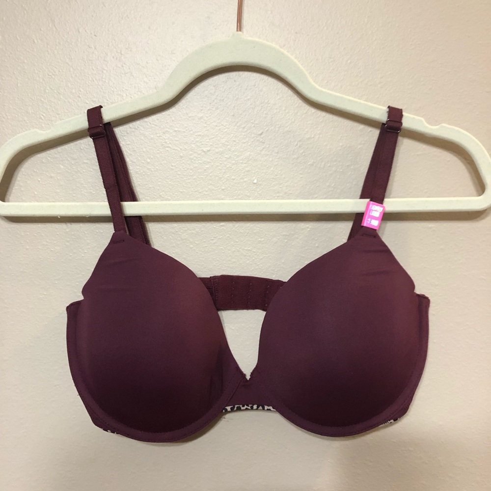 PINK Wear Everywhere lightly lined maroon bra. NWT